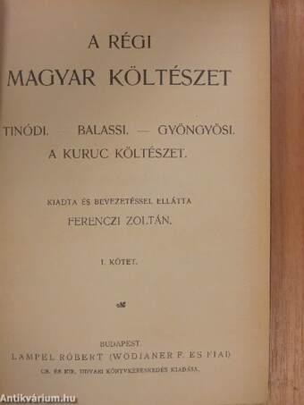 A régi magyar költészet I-II.