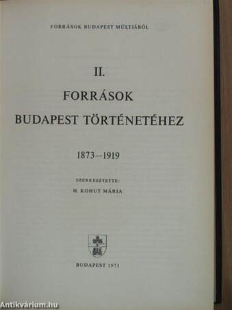 Források Budapest múltjából II. 