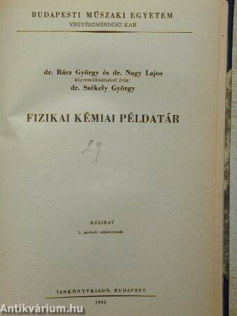 Fizikai kémiai példatár