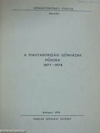 A magyarországi színházak műsora 1977-1978