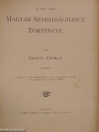 Az 1848-49-iki Magyar Szabadságharcz Története IV. (töredék)