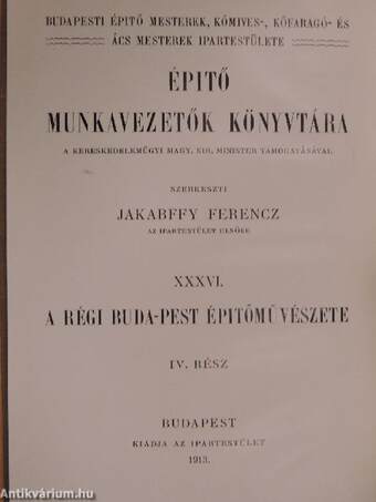 A régi Buda-Pest épitőművészete IV.