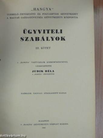 Ügyviteli szabályok III. (töredék)