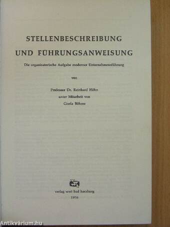 Stellen beschreibung und Führungsanweisung