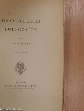 Dramaturgiai dolgozatok I.