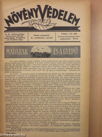 Növényvédelem 1940. január-december/Kertészet 1940. január-december