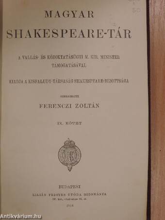Magyar Shakespeare-tár IX.