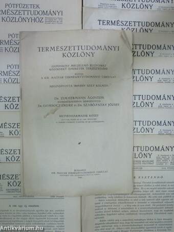 Természettudományi Közlöny 1941. január-december/Pótfüzetek a Természettudományi Közlönyhöz 1941. január-december