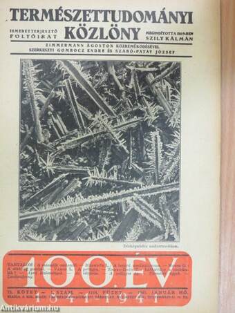 Természettudományi Közlöny 1941. január-december/Pótfüzetek a Természettudományi Közlönyhöz 1941. január-december