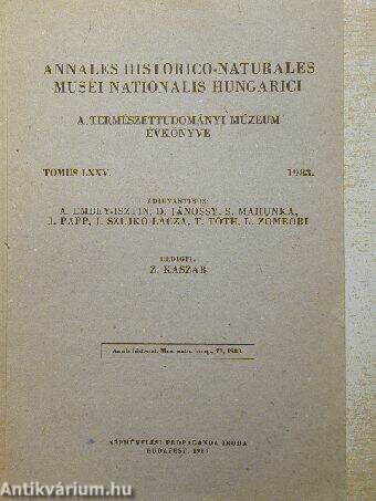 Annales Historico-Naturales Musei Nationalis Hungarici 1983.