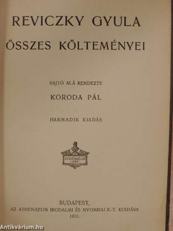 Reviczky Gyula összes költeményei