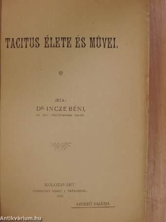 Tacitus élete és művei