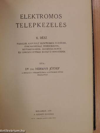 Elektromos telepkezelés I-III.