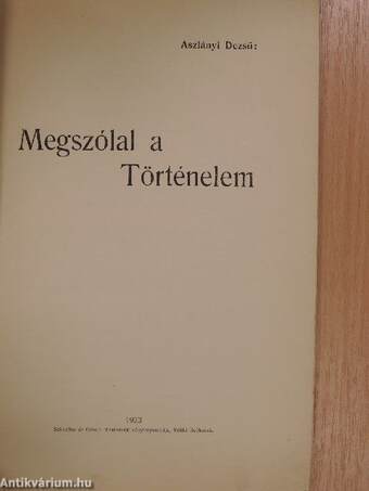 Megszólal a Történelem