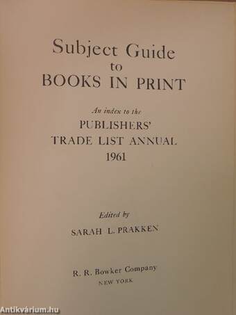 Subject Guide to Books in Print 1961