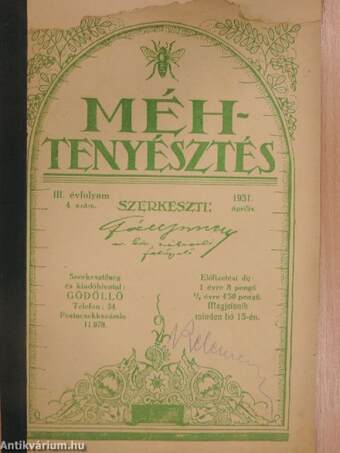 Méhtenyésztés 1931. április