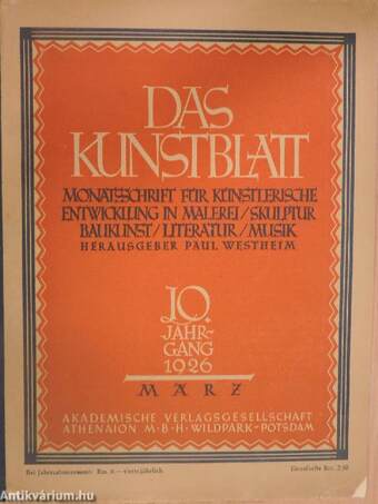 Das Kunstblatt Marz 1926