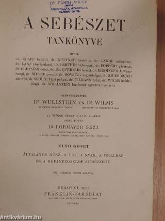 A sebészet tankönyve I. (töredék)