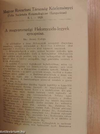 A magyarországi Helomyzida-legyek synopsisa