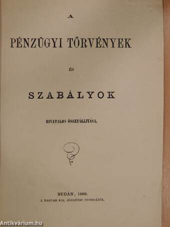 A pénzügyi törvények és szabályok hivatalos összeállitása 15.