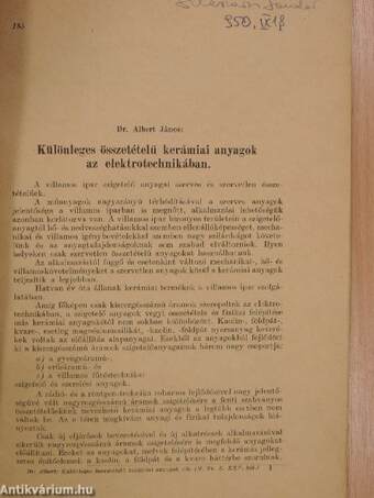 Különleges összetételű kerámiai anyagok az elektrotechnikában