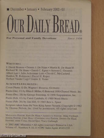 Our Daily Bread December-January-February 2002-03