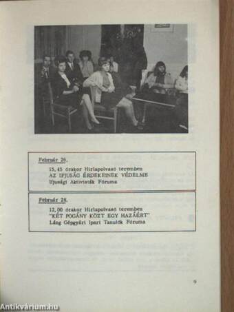 Láng Művelődési Központ műsora 1973. február