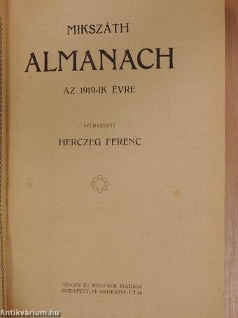 Mikszáth Almanach az 1919-ik évre