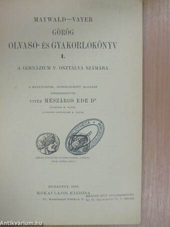 Görög olvasó- és gyakorlókönyv I.