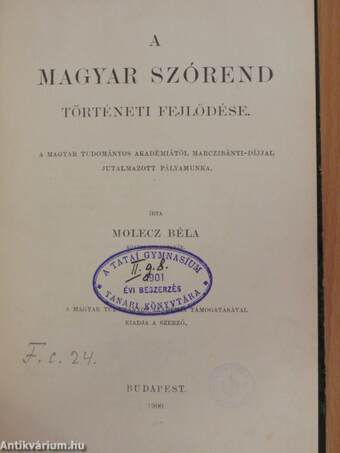 A magyar szórend történeti fejlődése