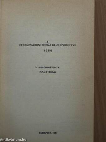 A Ferencvárosi Torna Club Évkönyve 1986