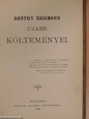 Beöthy Zsigmond ujabb költeményei