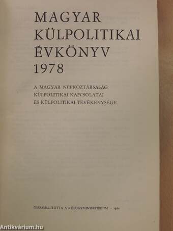 Magyar Külpolitikai Évkönyv 1978.