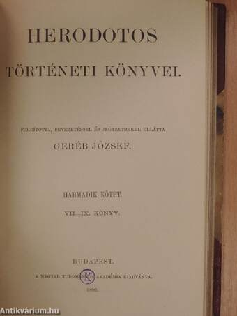 Herodotos történeti könyvei 1-3/I-IX.