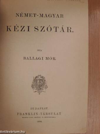 Német-magyar kézi szótár/Magyar-német kézi szótár