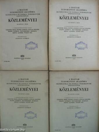 A Magyar Tudományos Akadémia Matematikai és Fizikai Tudományok Osztályának közleményei 1962/1-4.