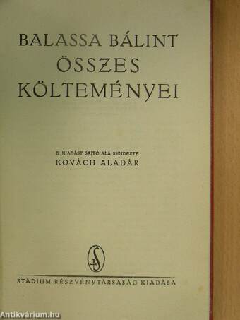 Balassa Bálint összes költeményei