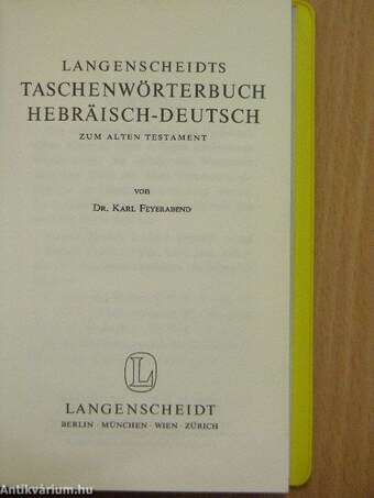 Langenscheidts Taschenwörterbuch Hebräisch-Deutsch