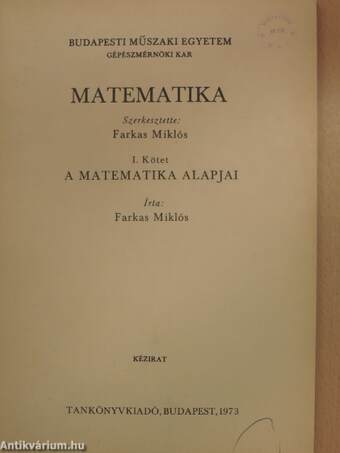 Matematika I.