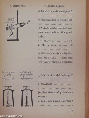 Kémiai kísérletek az általános iskola részére