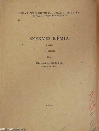 Szerves kémia I/II. (töredék)