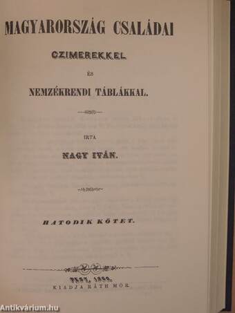 Magyarország családai czimerekkel és nemzékrendi táblákkal III. (töredék)