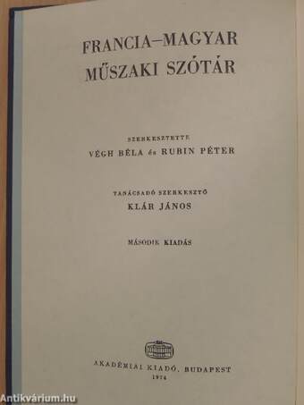 Francia-magyar műszaki szótár I.