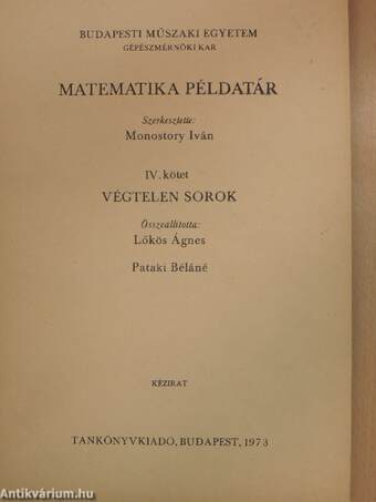 Matematika példatár IV.