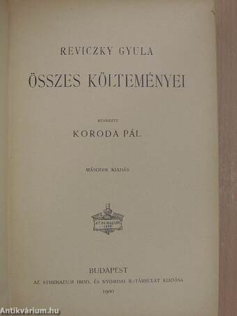 Reviczky Gyula összes költeményei