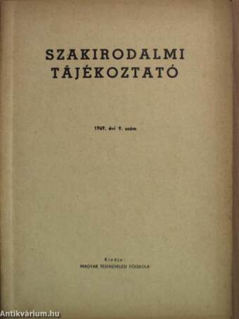 Szakirodalmi tájékoztató 1969/9.