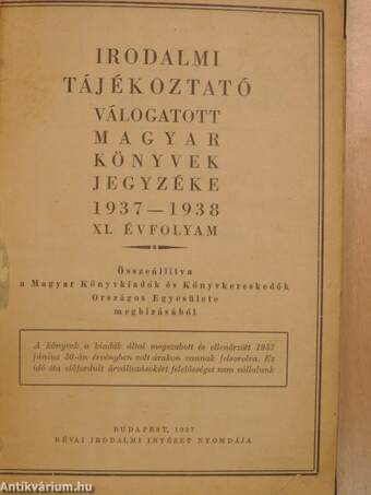 Irodalmi tájékoztató 1937-1938