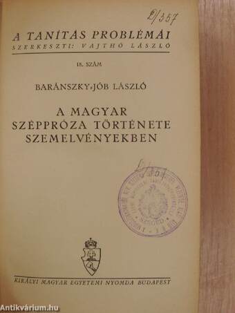 A magyar széppróza története szemelvényekben