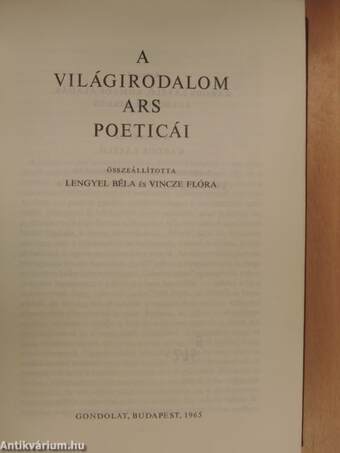 A világirodalom ars poeticái