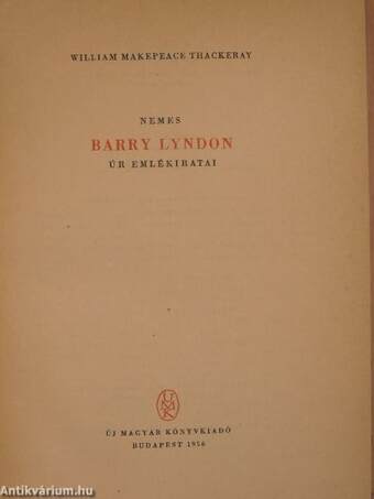 Nemes Barry Lyndon úr emlékiratai